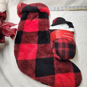 Christmas Stocking Buffalo Check Slipper Bundle